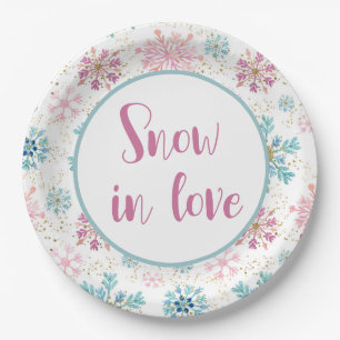 Snow in Love Paper Plates, Snowflakes Paper Plate