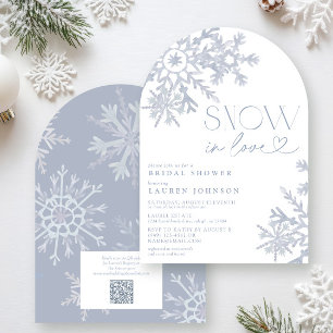 Snow in Love QR Snowflake Winter Bridal Shower Invitation