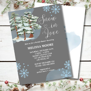 Snow in love silver grey winter forest snowflake  invitation