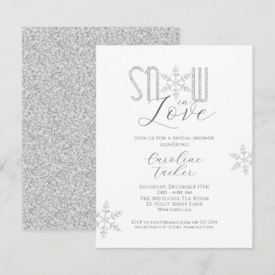 Snow in Love Silver Snowflakes Bridal Shower Invitation