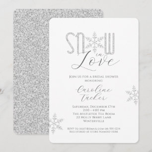Snow in Love Silver Snowflakes Bridal Shower Invitation