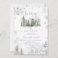 Snow In Love Silver Winter Pine Tree Bridal Shower