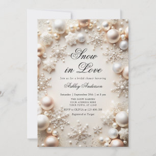 Snow in Love Snowflake Pearls Bridal Shower Invitation