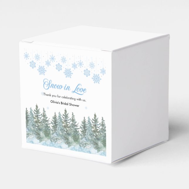 Snow in Love Snowflakes Bridal Shower Thank You  Favour Box (Front Side)