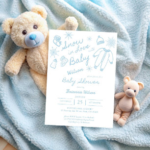 Snow in love snowflakes winter baby shower invitation