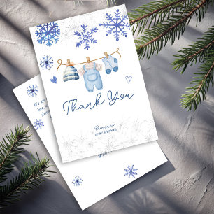 Snow in love snowflakes winter baby shower thank you card