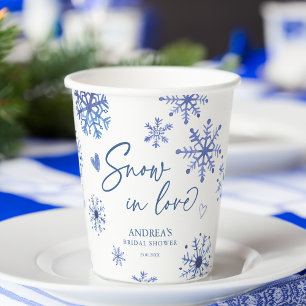 Snow in love snowflakes winter bridal shower paper cups