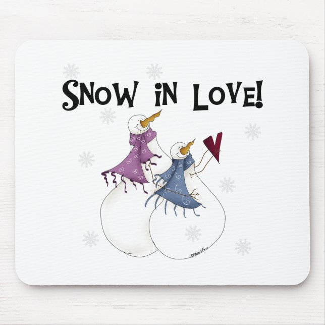 Snow in Love Snowman Christmas Holidays Mouse Mat (Front)