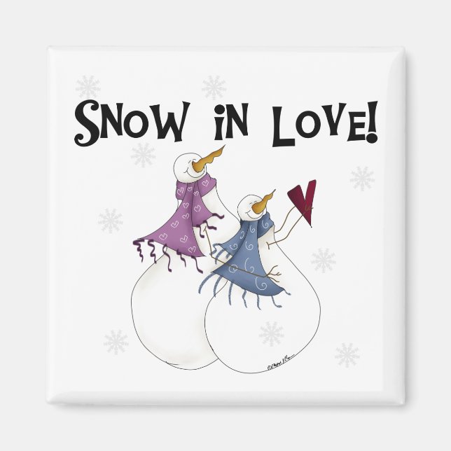 Snow in Love Snowman T-shirts and Gifts Magnet (Front)
