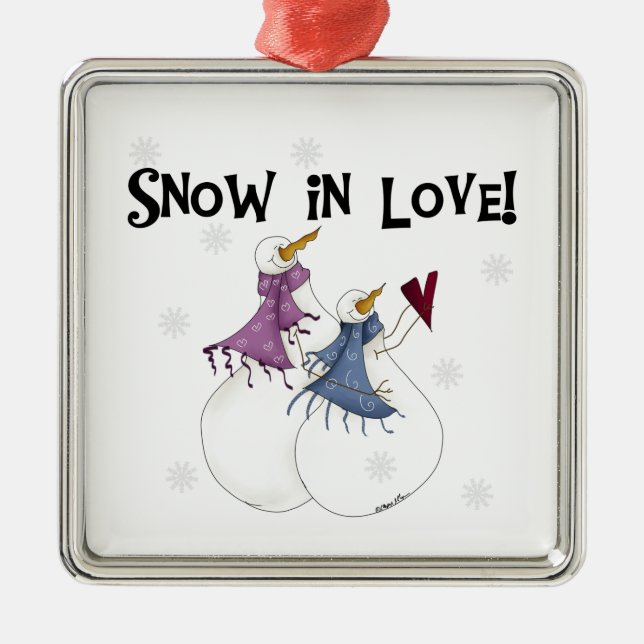 Snow in Love Snowmen  Keepsake Ornament (Front)