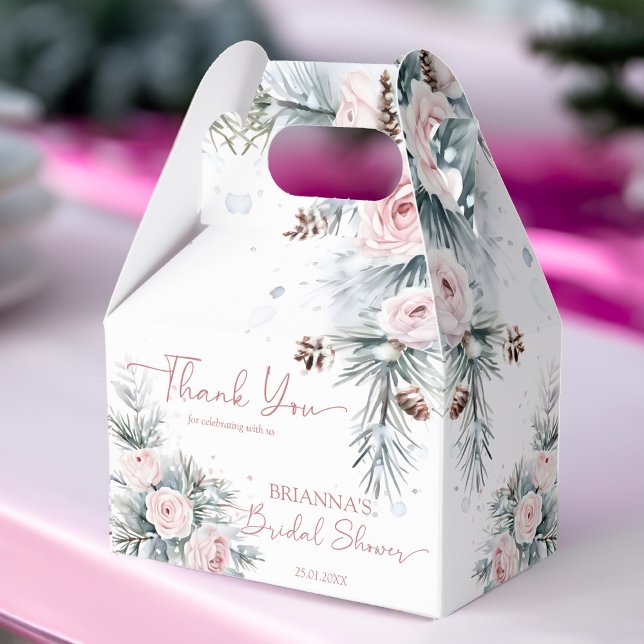 Snow in love snowy pines winter bridal shower favour box (Snow in love snowy pines winter bridal shower favors personalized favor boxes)