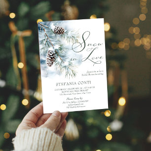 Snow in love snowy pines winter bridal shower invitation
