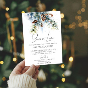 Snow in love snowy pines winter bridal shower invitation