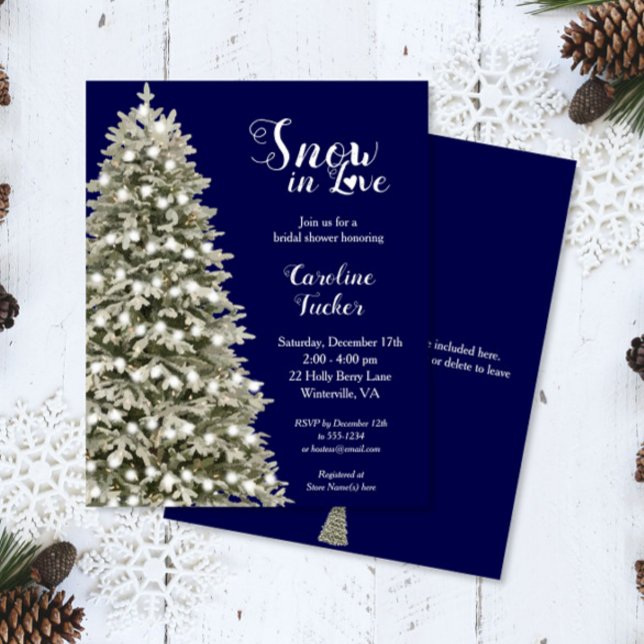 Snow in Love Tree Budget Bridal Shower Blue Invite (Creator Uploaded)