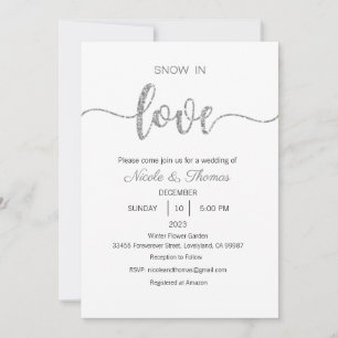 Snow in Love Wedding Invitation, Winter Wedding  Invitation