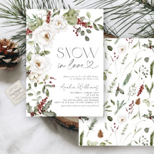 Snow in Love White Flowers Pine Winter Invitation