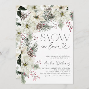 Snow in Love White Poinsettia Winter Invitation