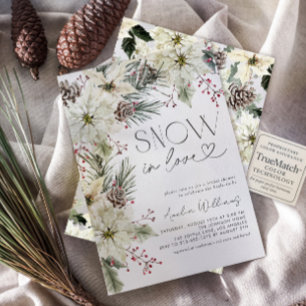 Snow in Love White Poinsettia Winter Invitation
