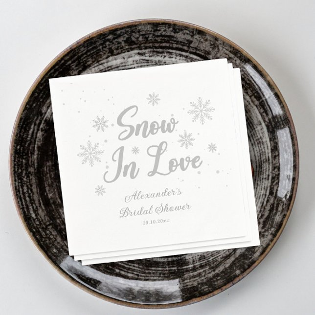 Snow in love White Winter Bridal Shower Napkin (Creator Uploaded)