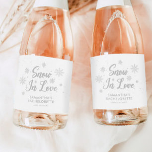 Snow in love Winter Bachelorette Party  Sparkling Wine Label