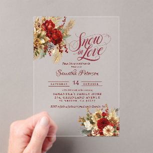 Snow in love winter bridal shower acrylic invitations
