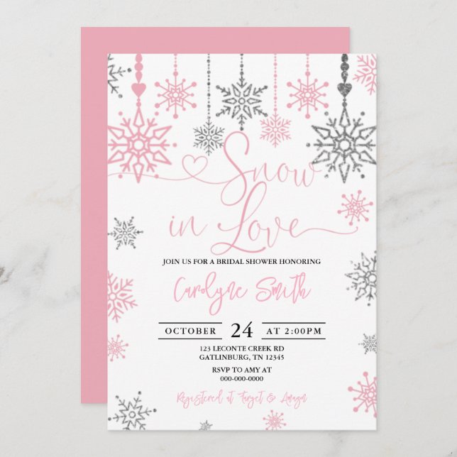 Snow In Love Winter Bridal Shower Invitation (Front/Back)