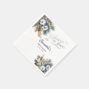 Snow in love winter bridal shower napkin