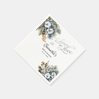 Snow in love winter bridal shower napkin