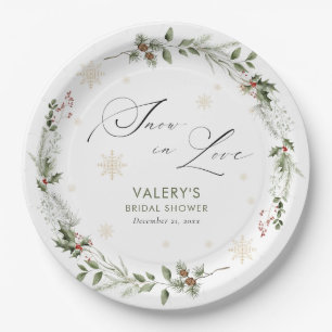 Snow in Love Winter Bridal Shower Paper Plate