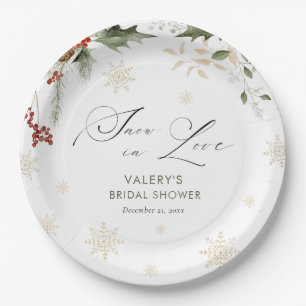 Snow in Love Winter Bridal Shower Paper Plate