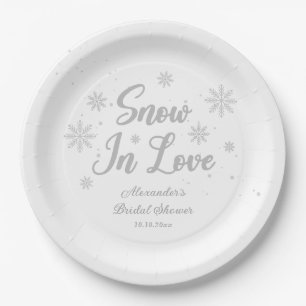 Snow in love Winter Bridal Shower Paper Plate