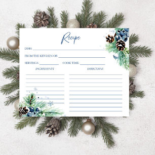 Snow in love winter bridal shower recipe card