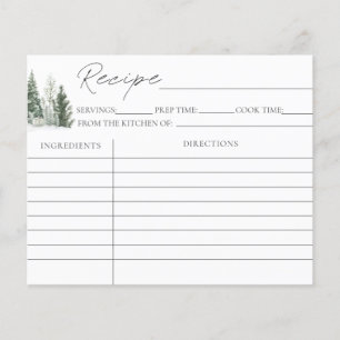 Snow In love Winter Bridal Shower Recipe Cards