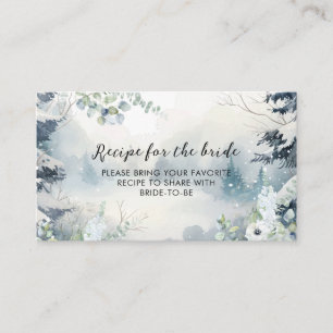 Snow in love winter Bridal Shower Share A Recipe  Enclosure Card