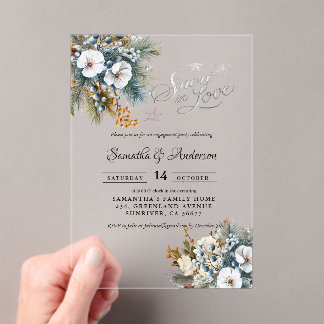 Snow in love winter Engagement Party  Acrylic Invitations