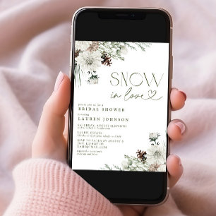 Snow In Love Winter Evergreen Bridal Shower Invitation