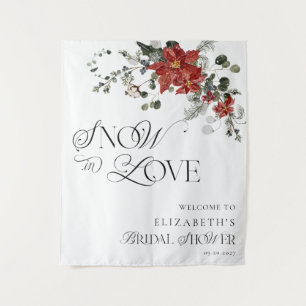 Snow in Love Winter Evergreen Bridal Shower Tapestry