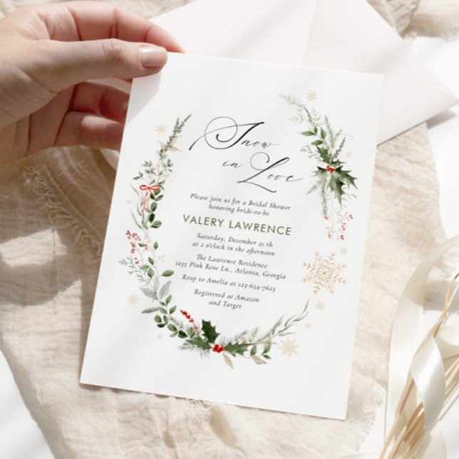 Snow in Love Winter Floral Bridal Shower Invitation (Creator Uploaded)