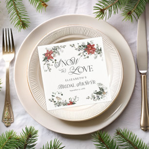 Snow in Love Winter Floral Bridal Shower Napkin
