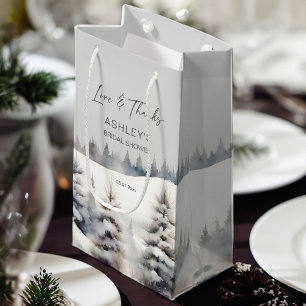 Snow in love winter pine forest bridal shower favo small gift bag