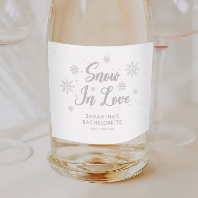 Snow in love Winter Ski Bachelorette  Sparkling Wine Label (Creator Uploaded)