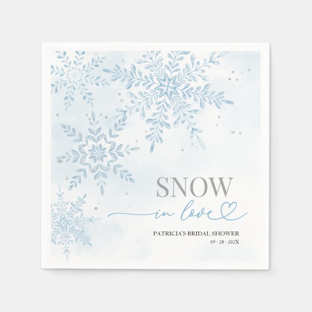 Snow in Love Winter Snowflake Bridal Shower  Napkin (Front)