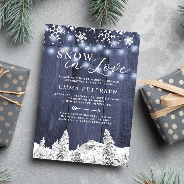 Snow in love winter snowflakes bridal shower invitation (Creator Uploaded)