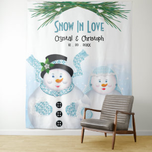Snow In Love Winter Wedding Backdrop Tapestry