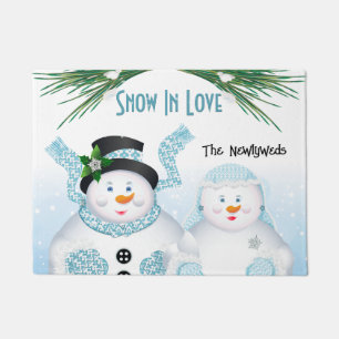 Snow In Love Winter Wedding Doormat