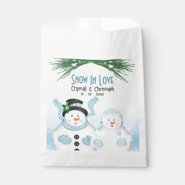 Snow In Love Winter Wedding Favour Bags (Front)