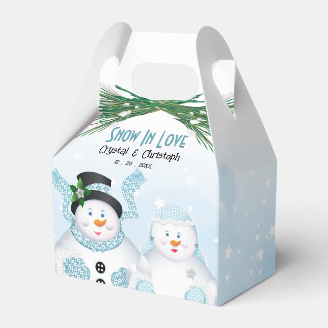 Snow In Love Winter Wedding Favour Box (Front Side)