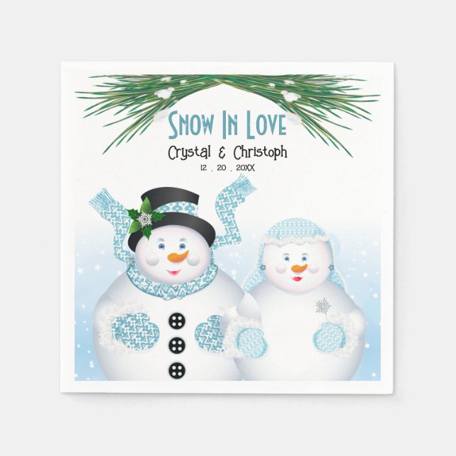 Snow In Love Winter Wedding Napkin (Front)