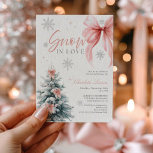Snow in love Winter Wonderland Bow Bridal Shower Invitation