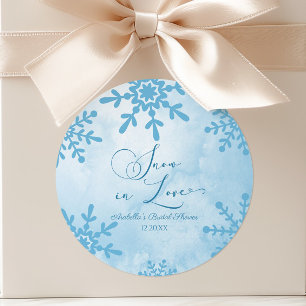 Snow In Love Winter Wonderland Bridal Shower Classic Round Sticker
